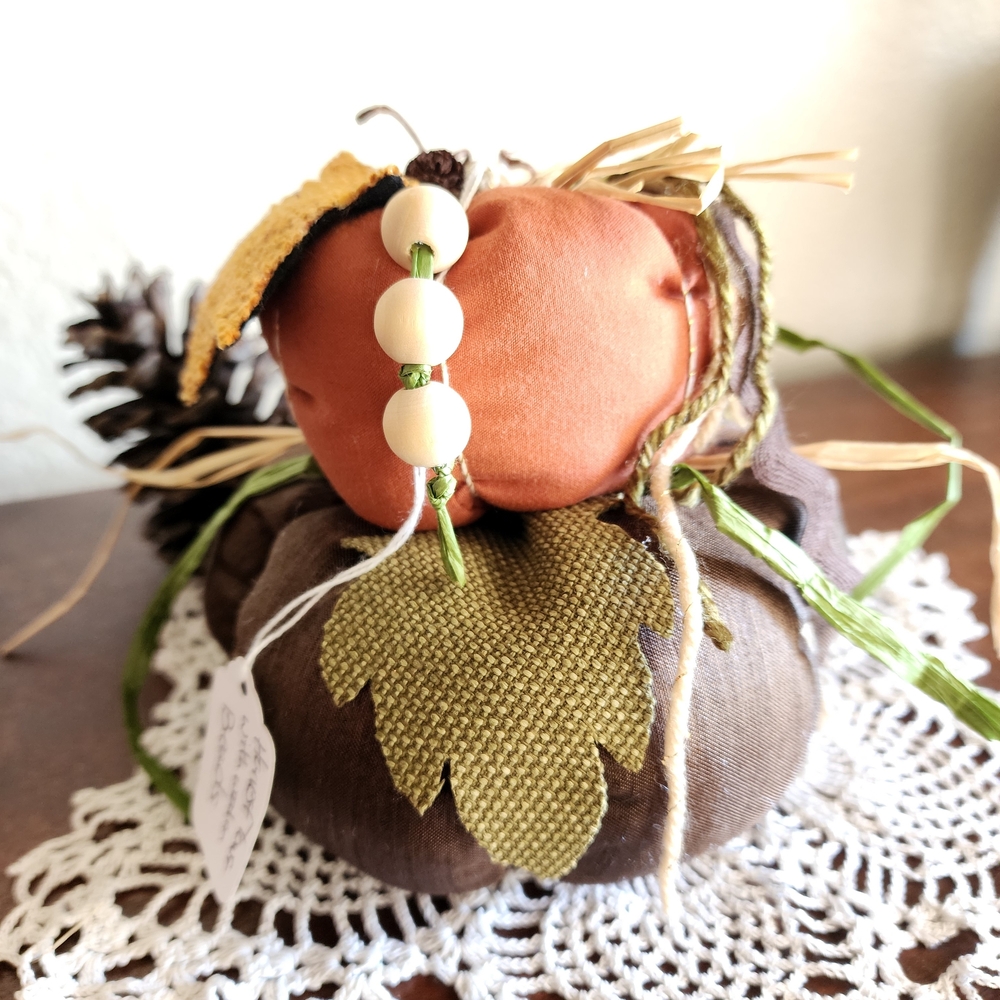 2 Tiered Handcrafted Fabric Pumpkin Decor